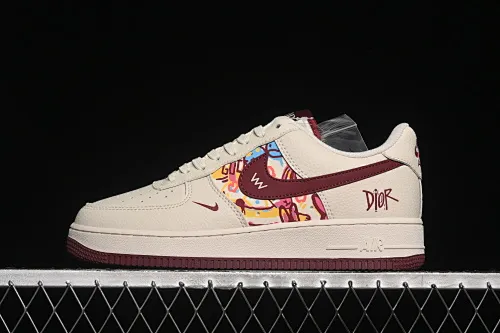 All categories Nk Air Force 1 Air Force series Nk Air Force 1 Low Air Force low top Nike Air Force 1'07 Low Dior joint graffiti rice wine red hook Air Force 1 low top casual sneakers HJ3318-002